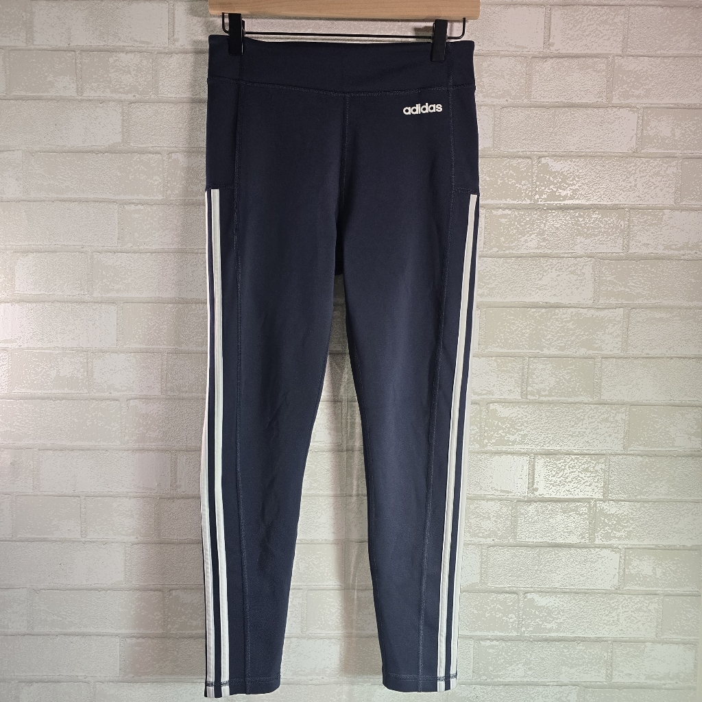 Adidas Aeroready Leggings Navy Blue 3 Stripe Active Workout Yoga Women's M